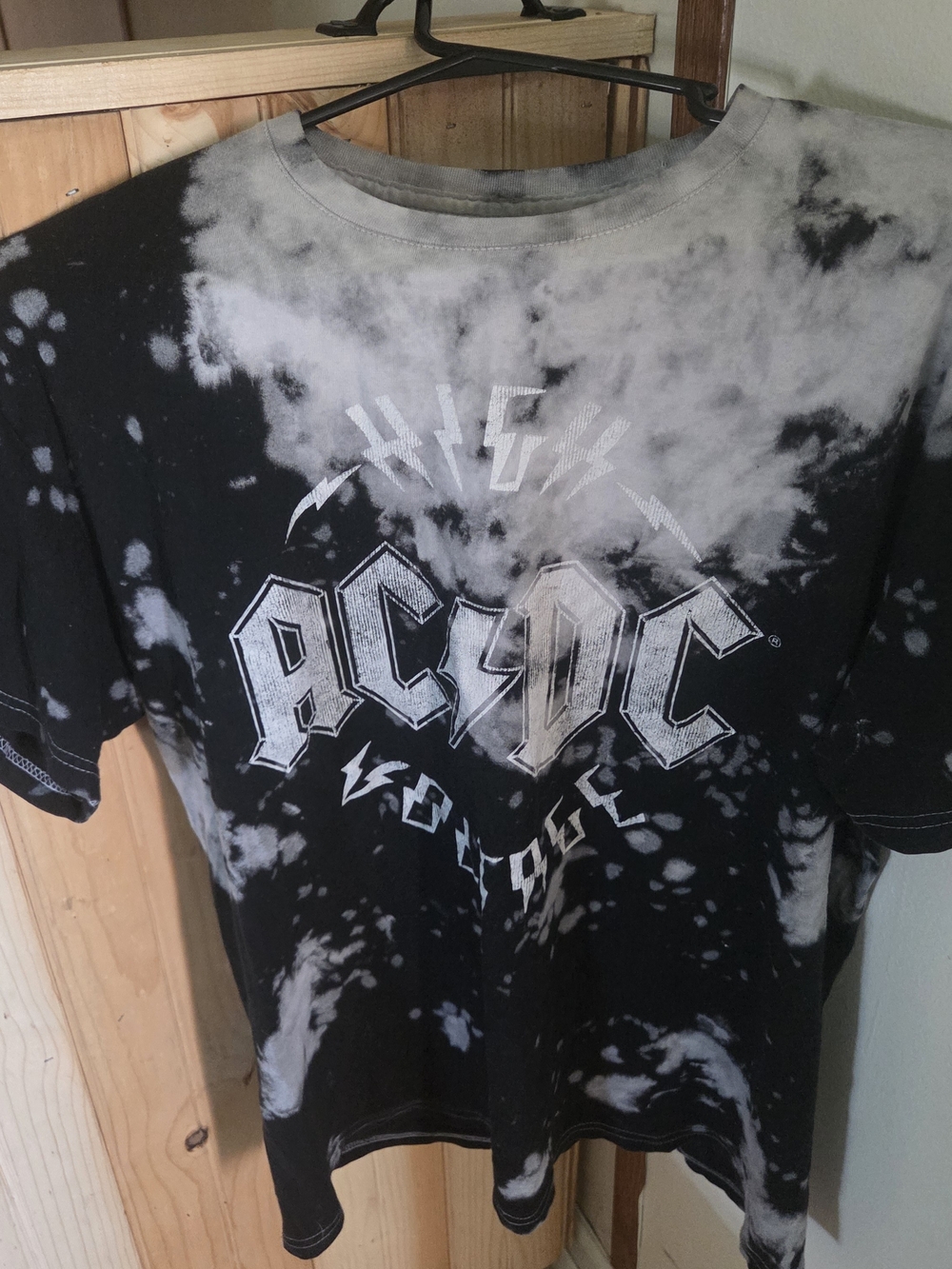 AC/DC Grey & Black Washed Logo Tee. Size M/L